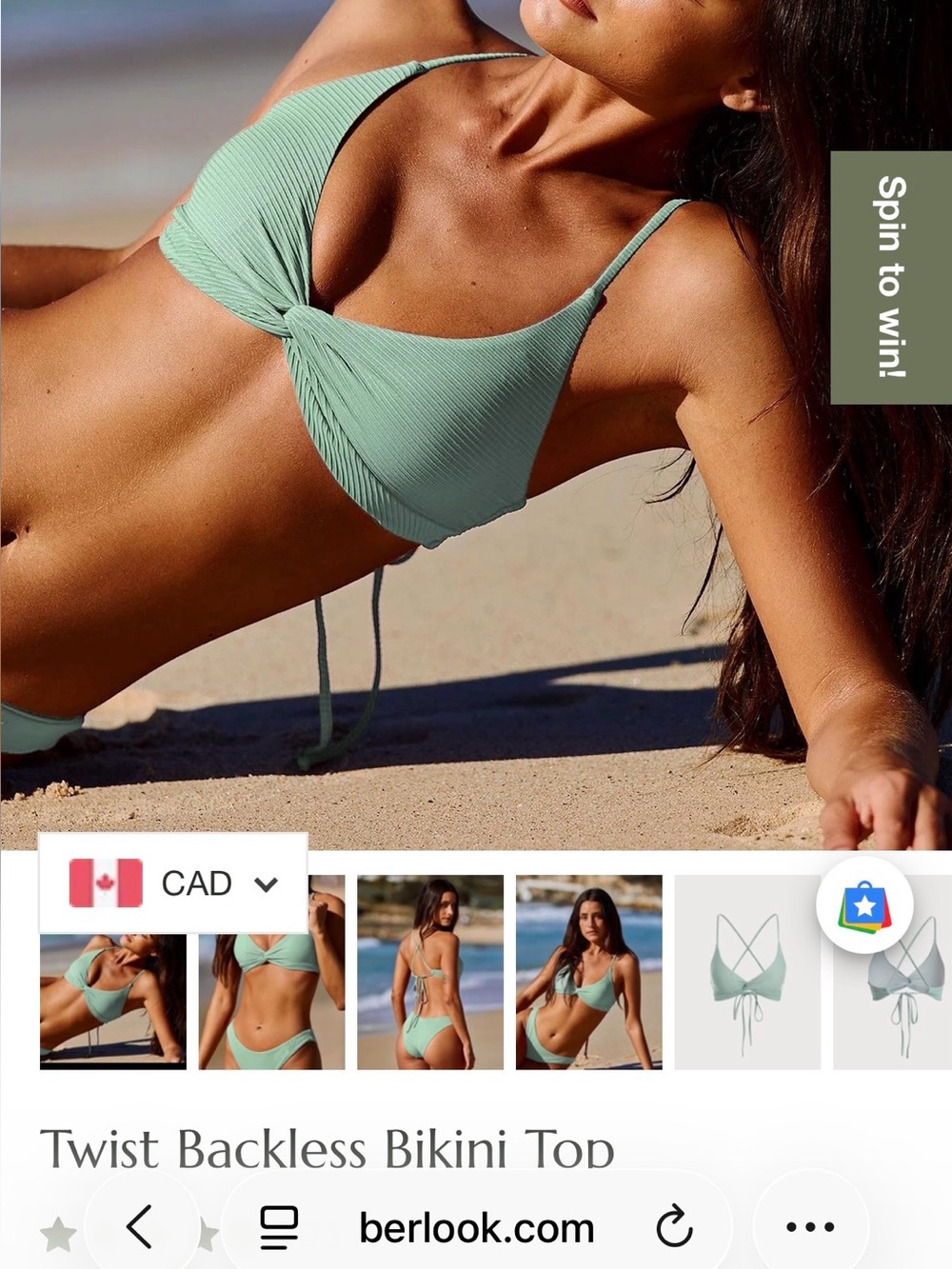 Berlook Women's Cyan LARGE Tie-Front Bikini Top and MEDIUM bottoms